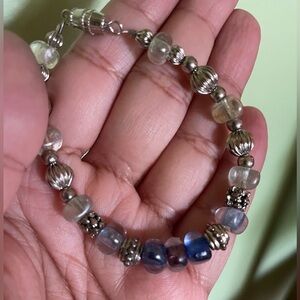 Silver and coloured stone bracelet